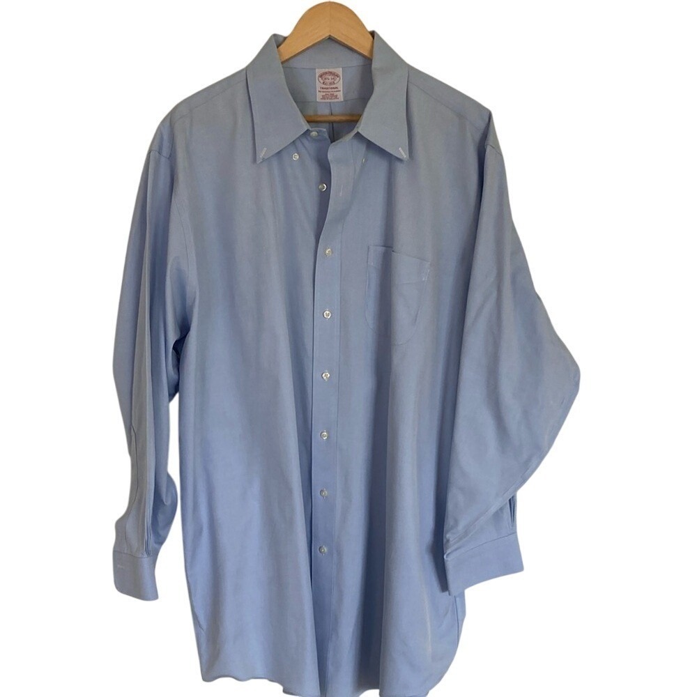 Brooks Brothers Mens Traditional Blue Button Down Dress Shirt‎ Size 18.5/34
